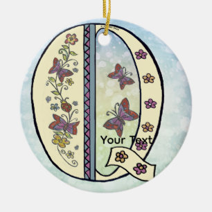 floral Monogram Q Ceramic Ornament
