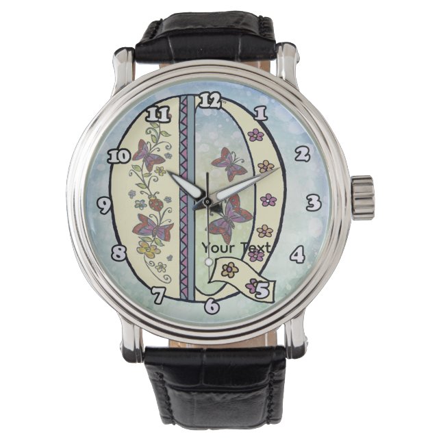 floral Monogram Q  Watch (Front)