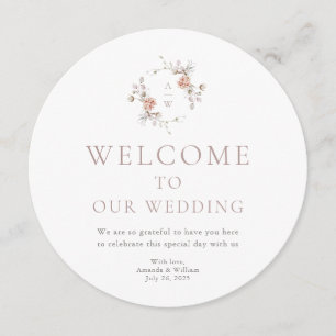 Floral Monogram Round Wedding Menu