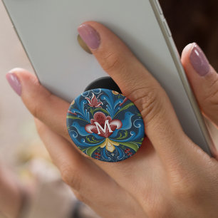 Floral Monogram Scandinavian Folk Art PopSocket