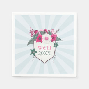Floral monogram shield napkins