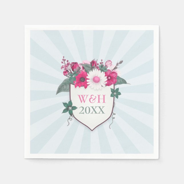 Floral monogram shield napkins (Front)