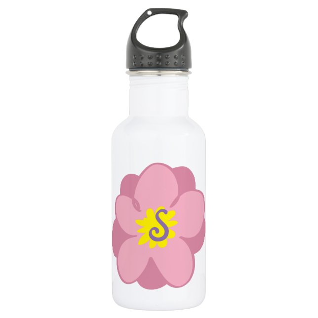 Floral monogram stainless steel water bottle (Front)