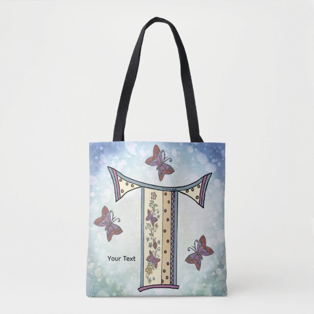 floral Monogram T Tote Bag (Front)
