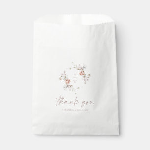 Floral Monogram Thank You Wedding Favor Bag