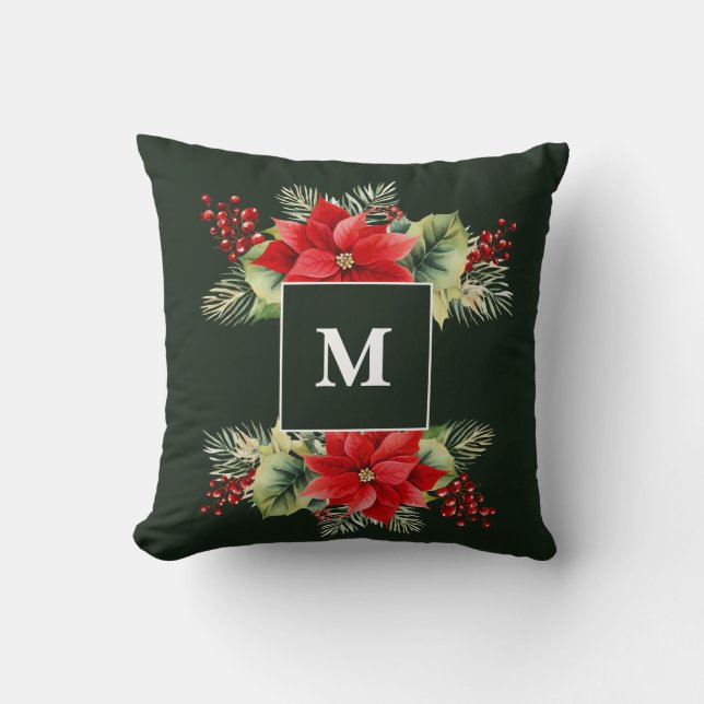Floral Monogram Throw Pillow (Front)