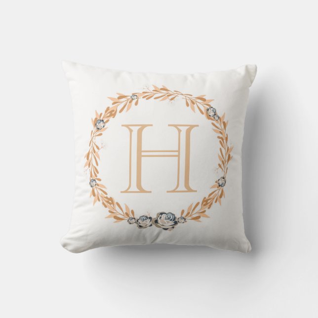 Floral Monogram Throw Pillow (Front)