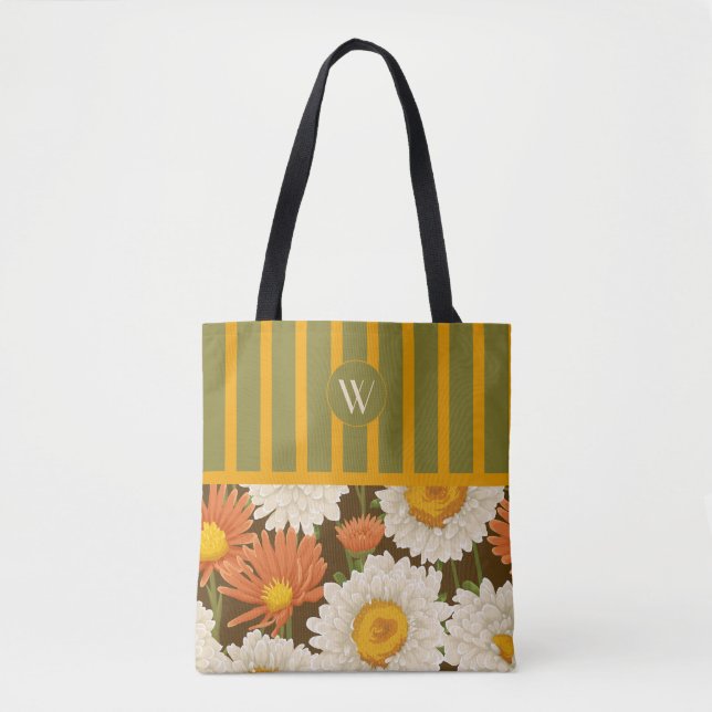 Floral Monogram Tote Bag (Front)