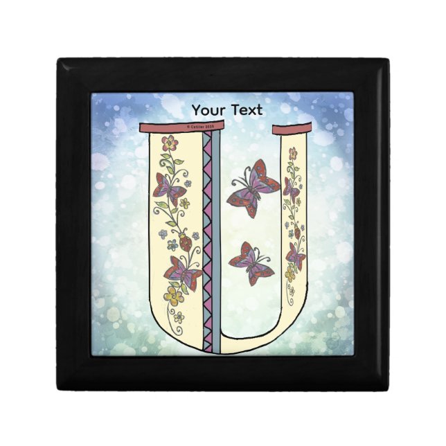 floral Monogram U  Gift Box (Front)