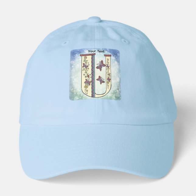 floral Monogram U  Hat (Front)