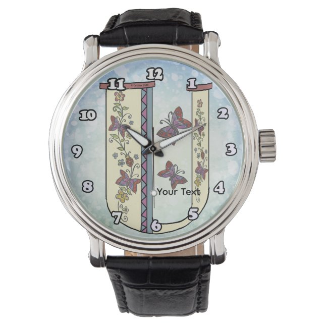 floral Monogram U  Watch (Front)