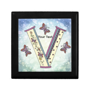 floral Monogram V Gift Box