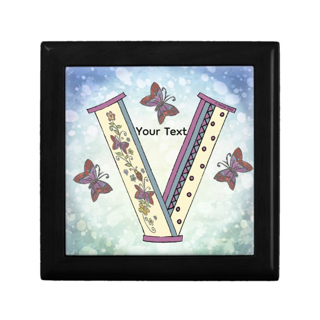 floral Monogram V Gift Box (Front)