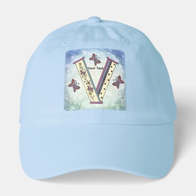 floral Monogram V Hat (Front)