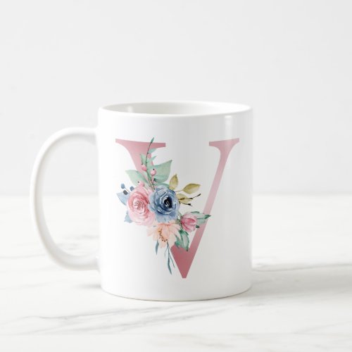 Floral Monogram V Mug