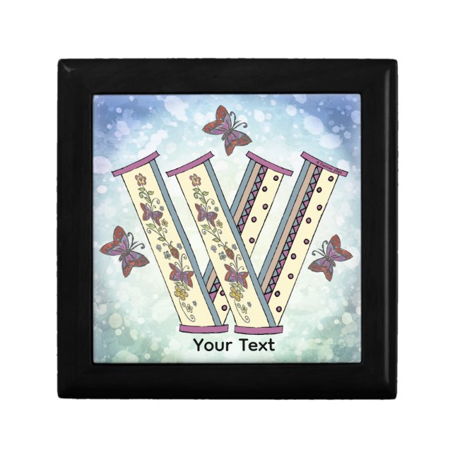 floral Monogram W Gift Box (Front)