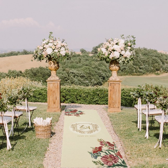 Floral Monogram Wedding Aisle Runner Rug (Your dream aisle, perfectly you. Walk into forever.)
