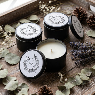 Floral Monogram Wedding Candle Favors   Personaliz Mini Candle Favors