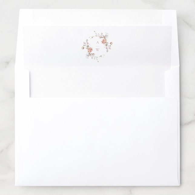 Floral Monogram Wedding Envelope Liner (In Envelope)