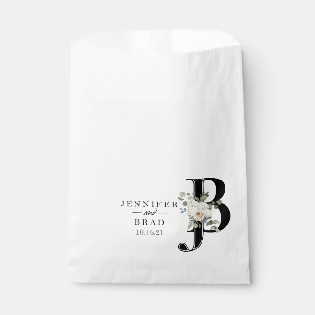Floral Monogram Wedding Favor Cake Bags (Front)