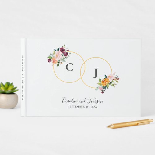 Floral Monogram Wedding Guest Book