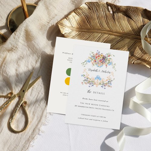 Floral Monogram  Wedding Guest Details Enclosure Card