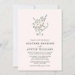 Floral Monogram Wedding Invitation