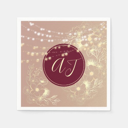 Floral Monogram Wedding Napkins