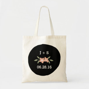 Floral Monogram Wedding Tote Bag