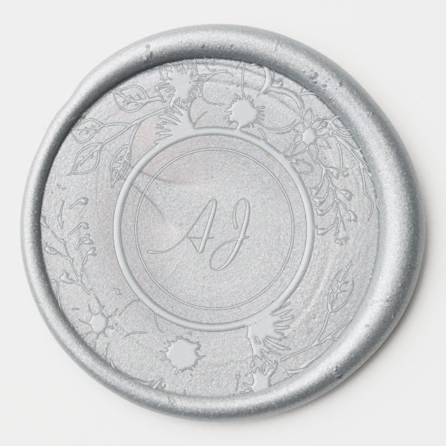 Floral Monogram Wedding Wax Seal Sticker (Front)