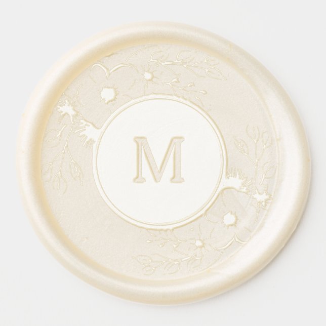 Floral Monogram Wedding Wax Seal Sticker (Front)