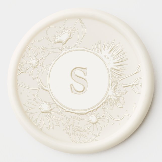 Floral Monogram Wedding Wax Seal Sticker (Front)