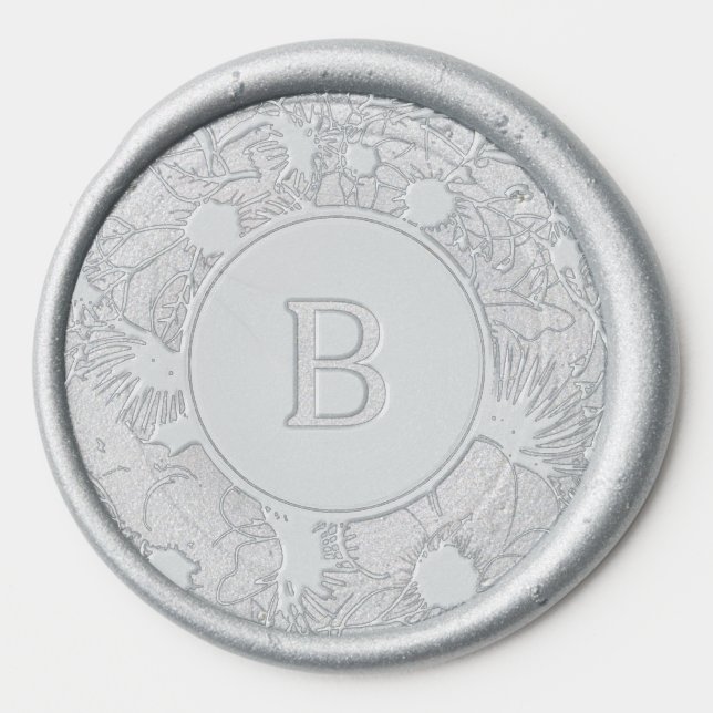Floral Monogram Wedding Wax Seal Sticker (Front)