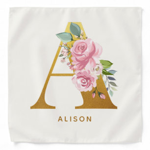 Floral Monogram with Pet Name Bandana