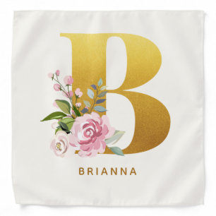 Floral Monogram with Pet Name Letter B Bandana