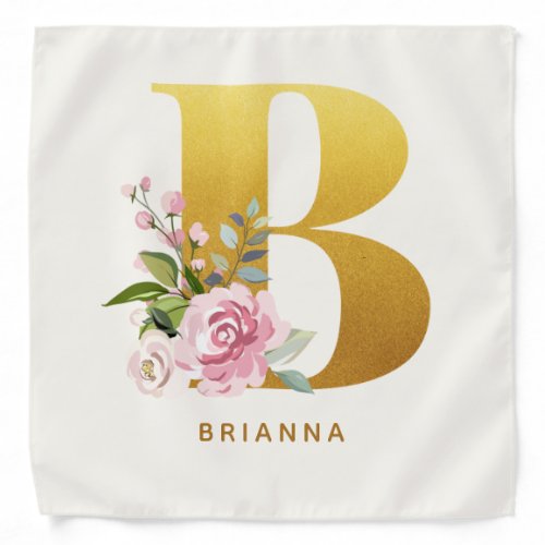 Floral Monogram with Pet Name Letter B Bandana