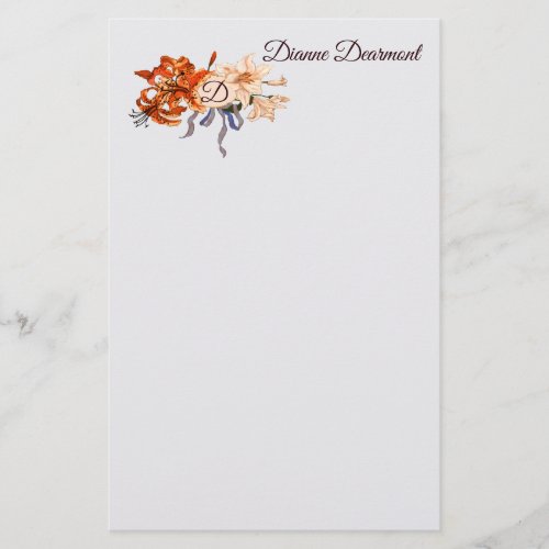 Floral Monogram with your choice of letters Stationery