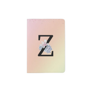 Floral Monogram Z Passport Cover Holder