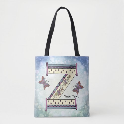 floral Monogram Z Tote Bag