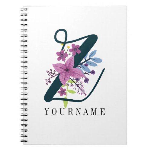 Floral Monogram Z Wildflower Burst Notebook