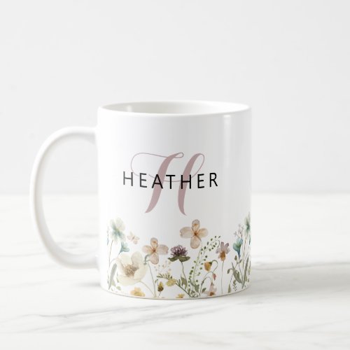Floral Monogrammed Coffee Mug