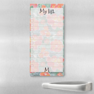 Floral ,monogrammed ,personalized ,roses,reminder magnetic notepad