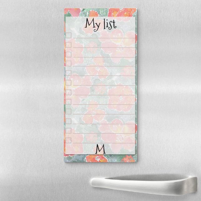 Floral ,monogrammed ,personalized ,roses,reminder magnetic notepad (In Situ)