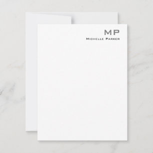 Floral Monogrammed Professional Plain Minimalist Note Card
