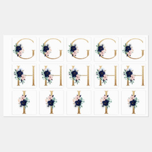 Floral monograms G, H, I Kids' Labels