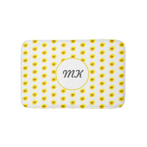 Floral Monograms Gold Yellow Poppy Flowers Name Bath Mat