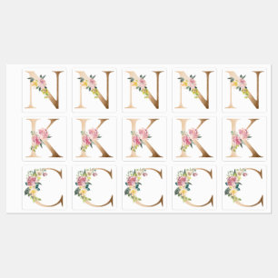 Floral monograms K, N, C Kids' Labels