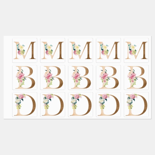 Floral monograms kids' labels (Sheet)
