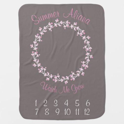 Floral Monthly Milestone Baby Infant Blanket