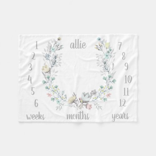 Floral Monthly Photo Baby Blanket